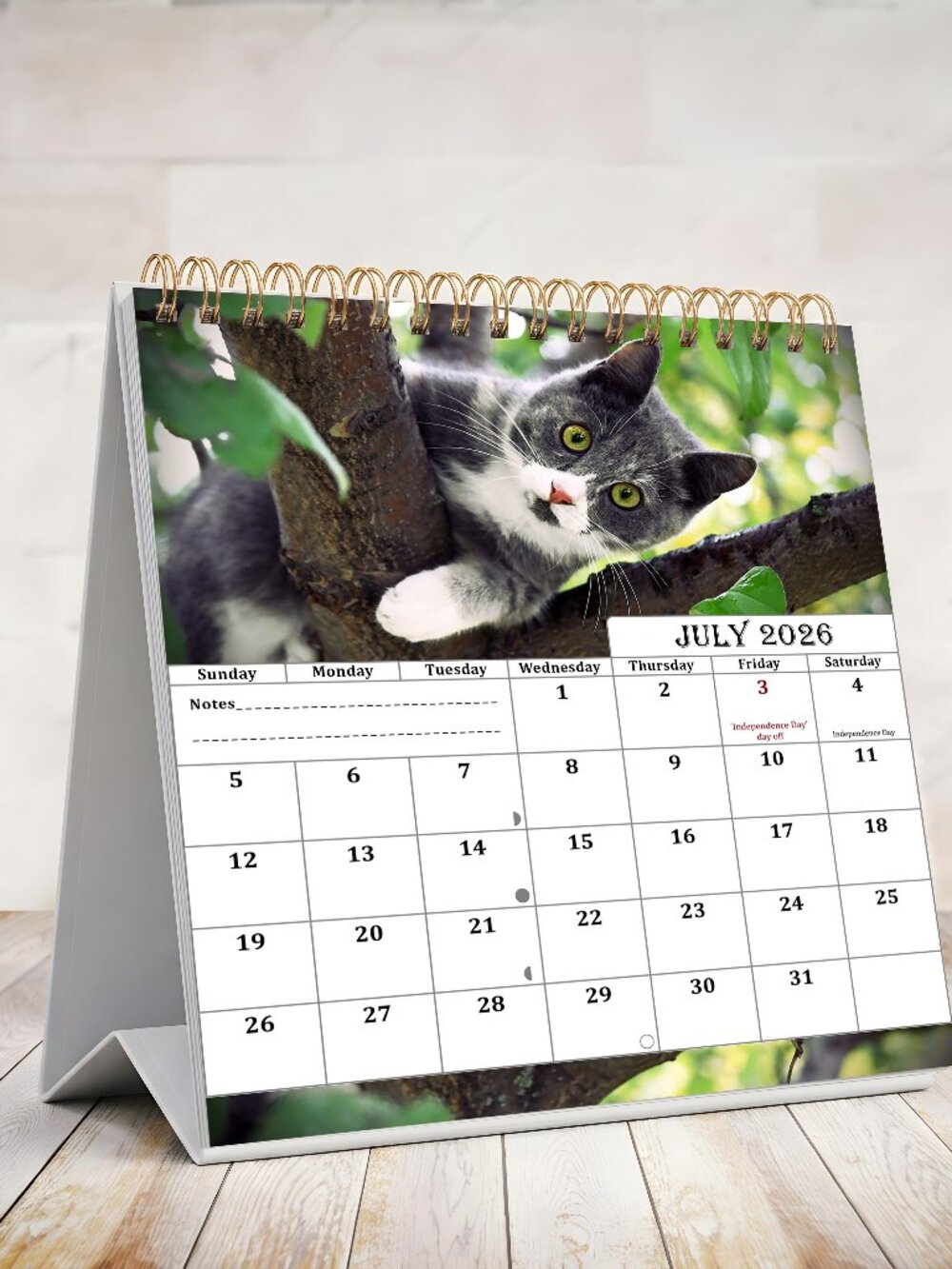 2026-2027 18 Months Standing Flip Desk Calendar Desktop Planner (Cats)
